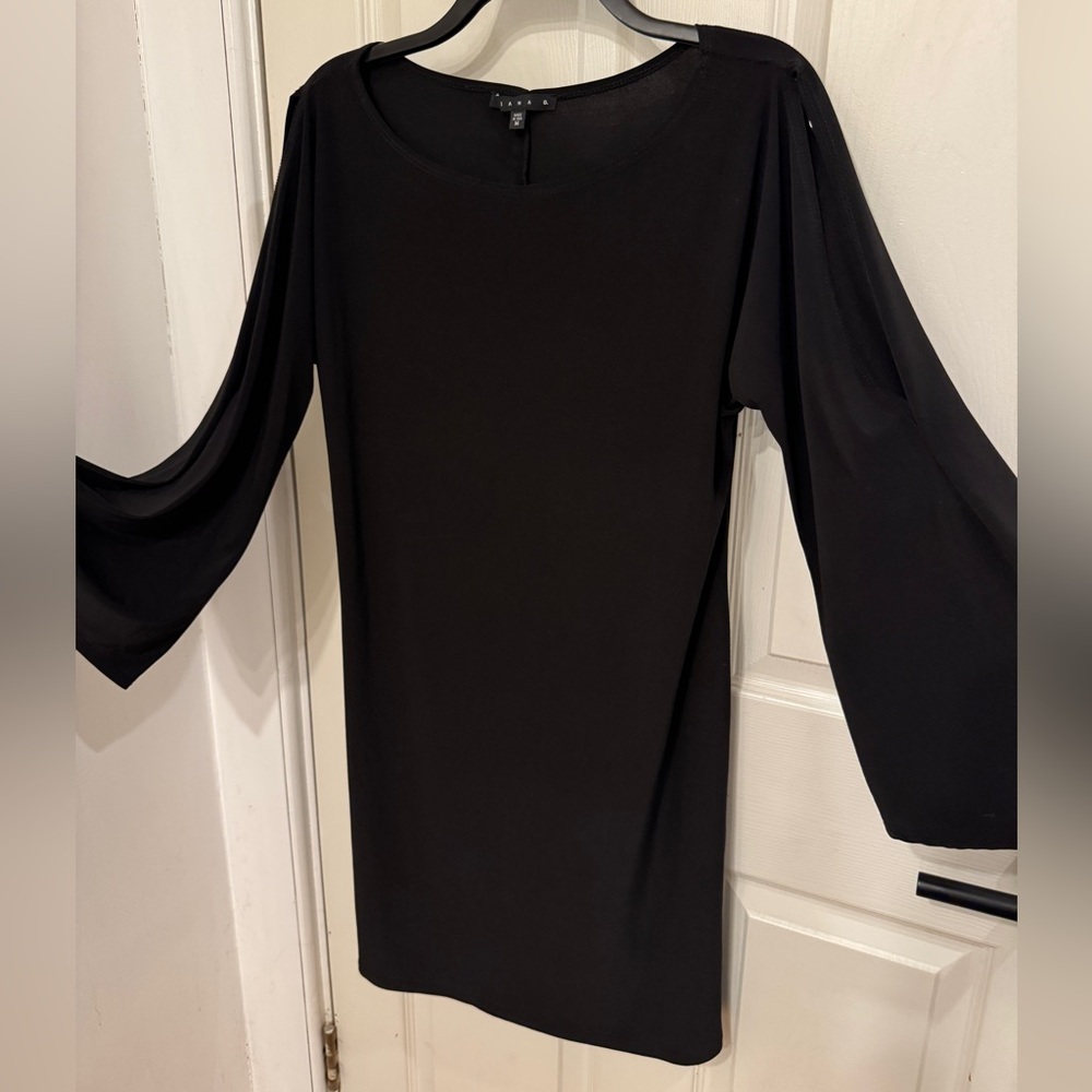 Tiana B. Flowy Sleeve Black Dress